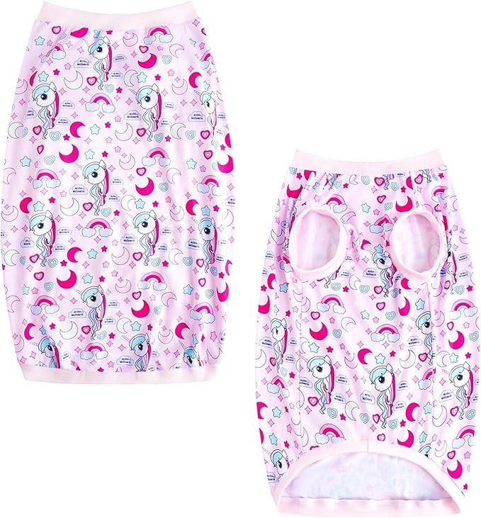 Dog Pink Sleeveless T Shirt Unicorn Rainbow Prints Dog Vest Shirt Soft Stretchy Summer Clothes for Large Dog Boys Girls Shirt (Large,Unicorn)