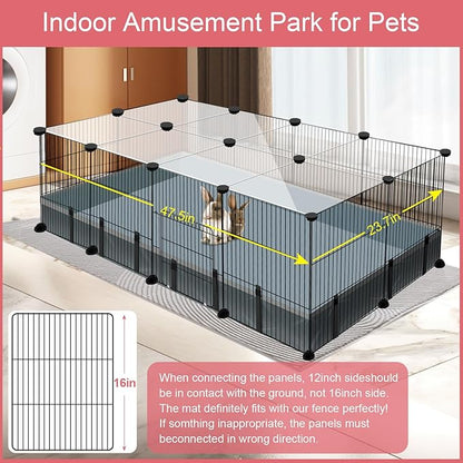 20 Panels Small Animal Playpen, Pet Playpen with Waterproof Mat, C&C Cage for Guinea Pigs, Rabbit/Bunny Cage, Bunny/Puppy Playpen, Indoor Outdoor Portable Metal Wire Yard Fence