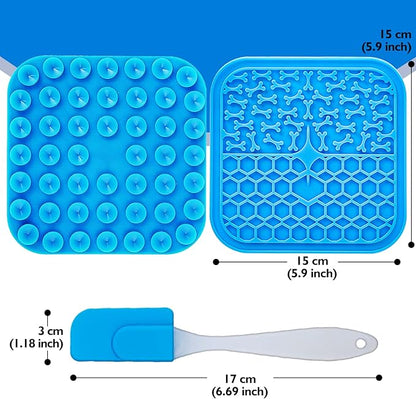 4 Pack Lick Mat for Dogs, Dog Slow Feeder Dowl Mat for Bathing Grooming Nailing Trimming, Food-Grade, Non-Toxic, Licking pad for Dogs and Cats, Puzzle Feeding Mat for Pets