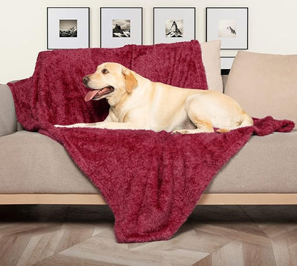 Macevia Fluffy Fleece Dog Blankets (L(40''x60''), Wine)