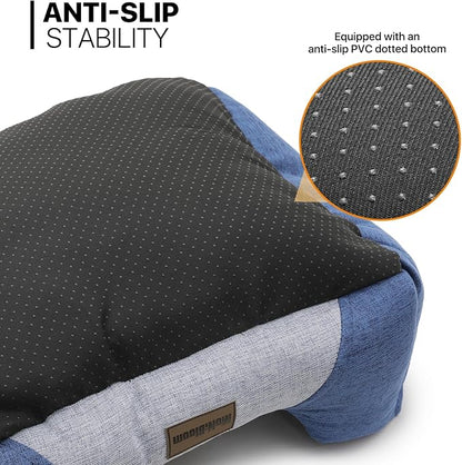 MoNiBloom 20"x17"x6.5" Dog Beds for Small Size Dogs Machine-Washable Linen-Like Fabric Pet Beds Warming Cozy Soft Bed for Dogs and Cat