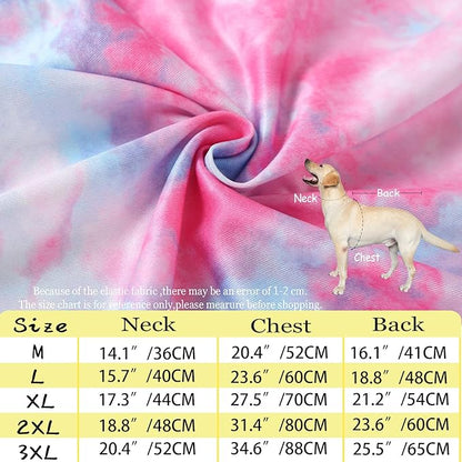 Dog Tie dye Sleeveless T Shirt Colorful Pink Printed Dogs Vest Shirt Pajamas Breathable Stretchy Summer Clothes for Large Dog Boys Girls（Large,Pink）