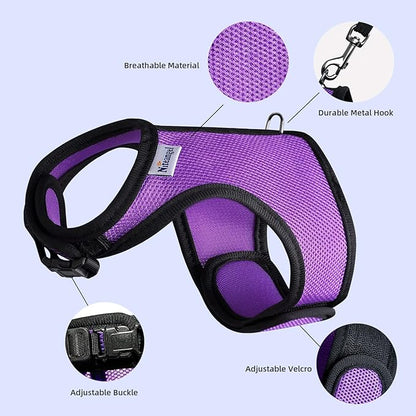 Niteangel Adjustable Soft Harness with Elastic Leash for Rabbits (M, Purple)