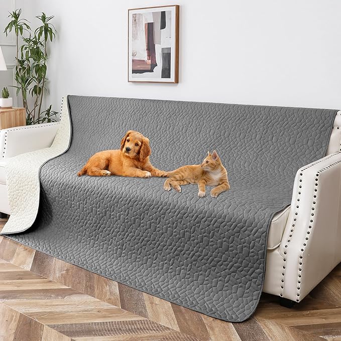 Waterproof Dog Blanket, Washable Anti-Slip Pet Couch Covers for Sofa,Pet Hair Resistant Blankets Bed Chair Furniture Couch Protector for Dogs-52x82,Darkgrey