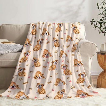 Cute Bulldog Dog Blanket Dog Blanket Gifts Super Soft Bulldog Blanket for Dog 80"x60" for