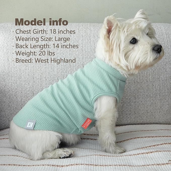 KYEESE 2Pack Waffle Dog Shirts for Small Dogs Stretchy Dog T-Shirts Lightweight Dog Tank Top Sleeveless Striped Dog Shirt Vest Breathable