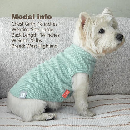 KYEESE 2Pack Waffle Dog Shirts Stretchy Dog T-Shirts Lightweight Dog Tank Top Sleeveless Striped Dog Shirt Vest Breathable