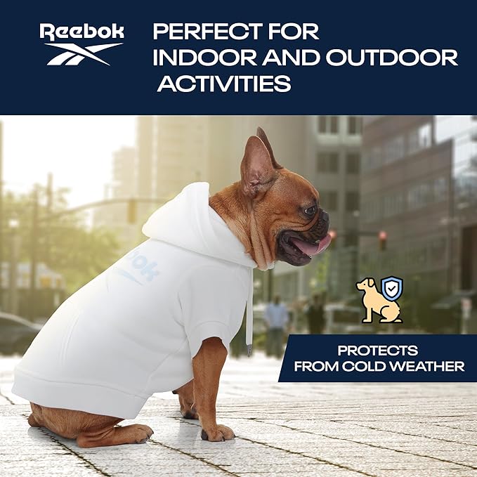 Reebok Dog Hoodie – Fleece Dog Sweater with Leash Hole