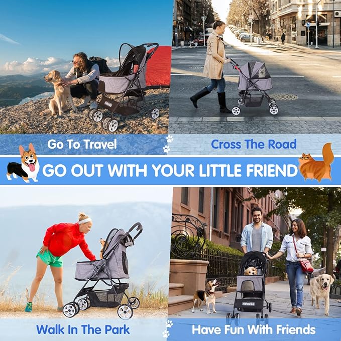 Nobleza Pet Stroller 4 Wheels 33 lbs