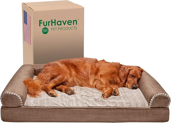 Furhaven Memory Foam Dog Bed for Large Dogs w/ Removable Bolsters & Washable Cover 95 lbs 40.0"L x 32.0"W x 8.0"Th
