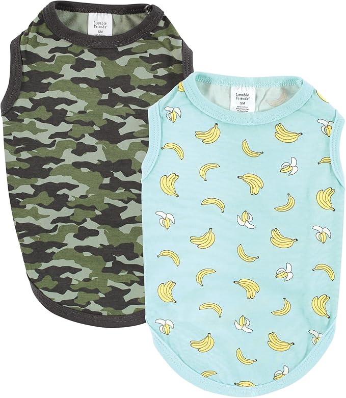 Luvable Friends Dog Pet Dog and Cats Cotton T-Shirts 2pk