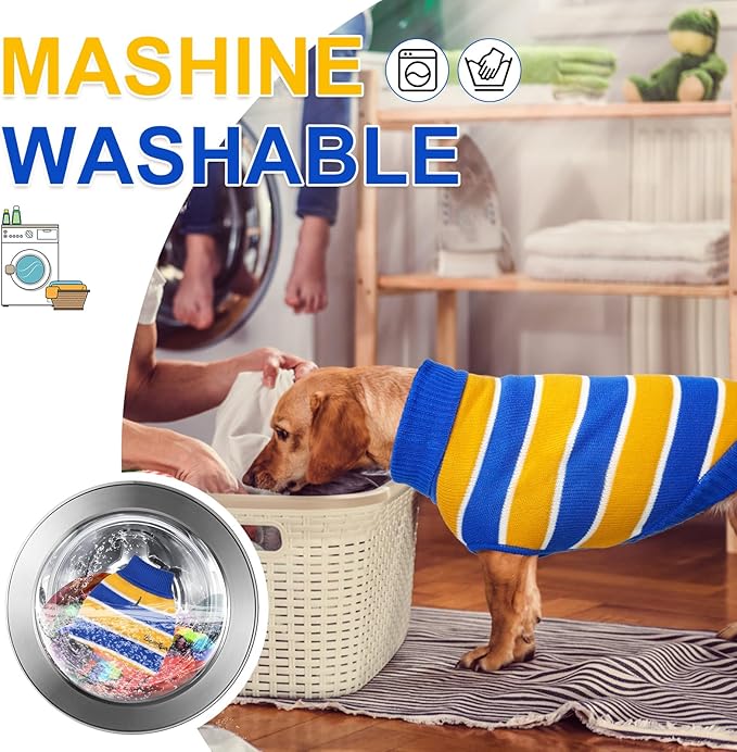 BEAUTYZOO Small Dog Sweater- Striped Pet Sweaters for Spring Summer Dog Clothes, Turtleneck Pullover Knitwear for Small Medium Large Dogs, Warm Coat Easter Outfit for Chihuahua Puppy Cat Boys Girls