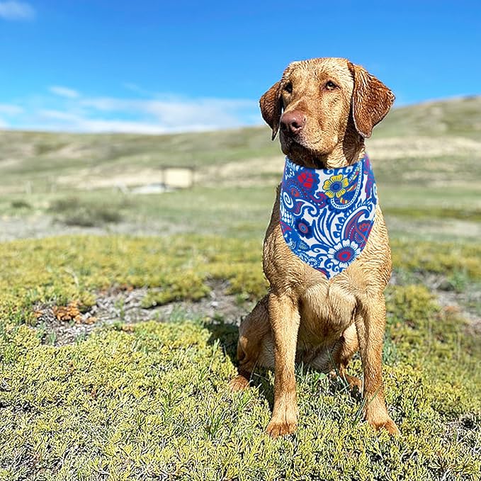 Paisley Dog Bandanas for Large Dogs Breed 33 7PCS