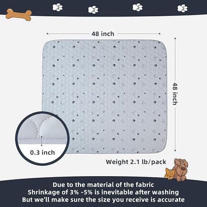 Washable Dog Pee Pads 2 Pack 48"x48" Ultra-Absorbent