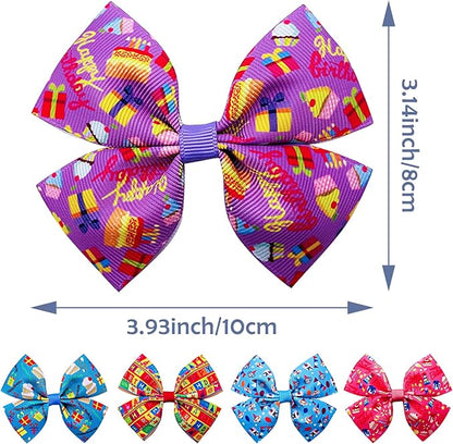 24Pcs/12 Pairs Birthday Dog Hair Bows with Rubber