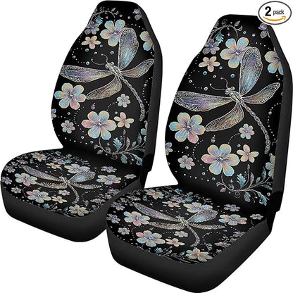 Dragonfly Flower Car Seat Covers Washable Seat Protector for Women Men Air Mesh Cloth Automotive Vehicle Seat Covers Car Accessories for Cars Interior for Cars