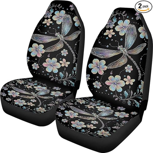 Dragonfly Flower Car Seat Covers Washable Seat Protector for Women Men Air Mesh Cloth Automotive Vehicle Seat Covers Car Accessories for Cars Interior for Cars