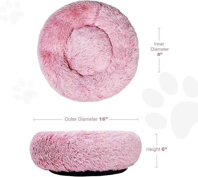 Aurako Cat Bed Dog Bed Round Cushion Pet 16" Pink
