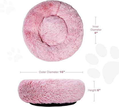 Aurako Cat Bed Dog Bed Round Cushion Pet 16" Pink