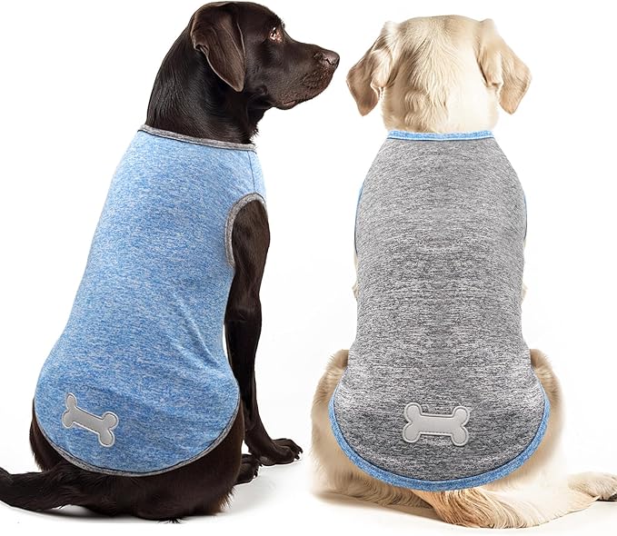 KYEESE 2 Pack Dog Shirts Quick Dry Soft Stretchy Dog T-Shirts with Reflective Label Tank Top Sleeveless Vest Sun Protection Dog Clothes for Small Dogs