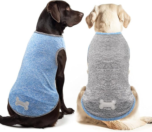 KYEESE 2 Pack Dog Shirts Quick Dry Soft Stretchy Dog T-Shirts with Reflective Label Tank Top Sleeveless Vest Sun Protection Dog Clothes for Small Dogs