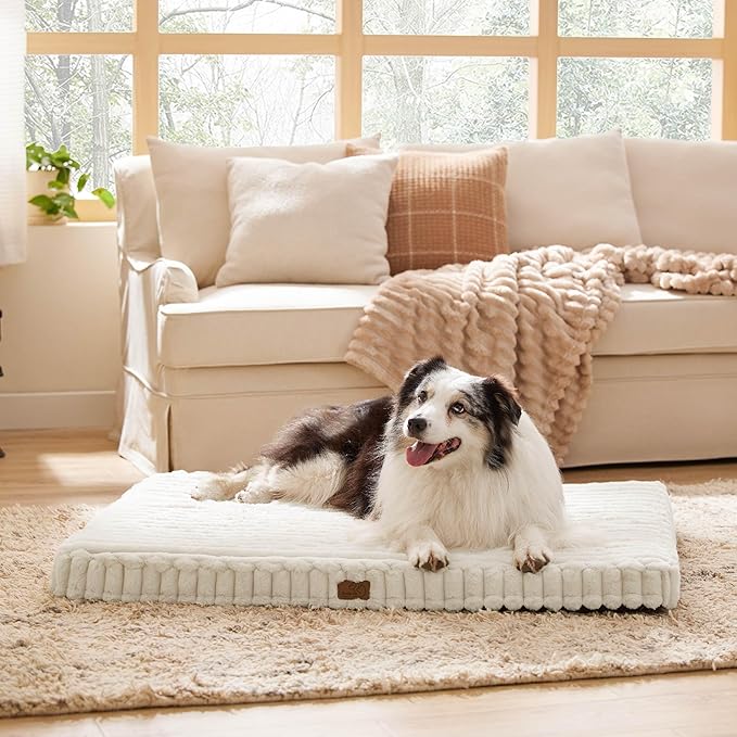 Bedsure Orthopedic Dog Bed for Large Dogs (44x32, Cream)