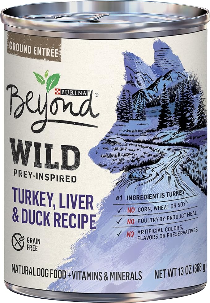 Purina Beyond High Protein, Grain Free, Natural Pate Wet Dog Food, WILD Turkey, Liver & Duck Recipe - (12) 13 oz. Cans