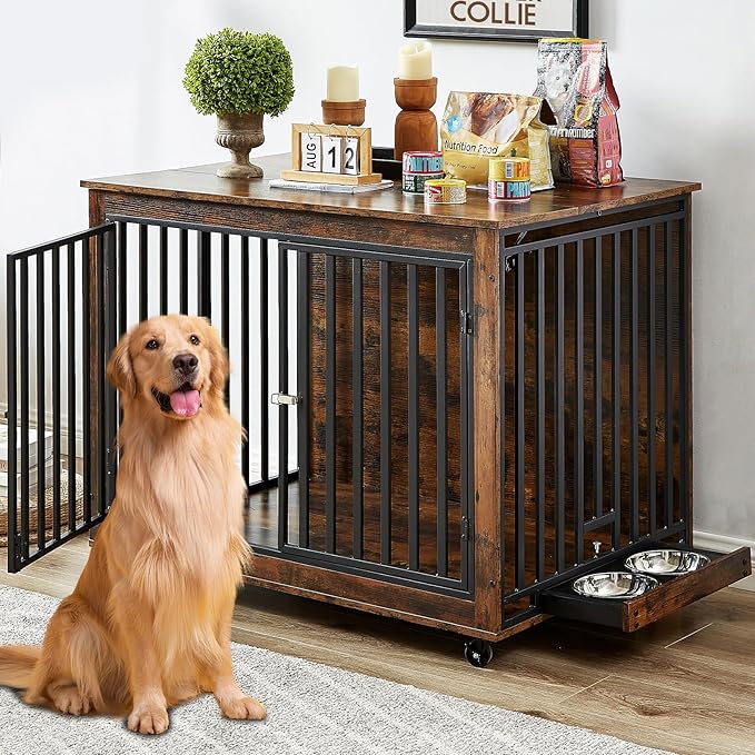 Rovibek Large Dog Crate 44 Inch, 2 Removable