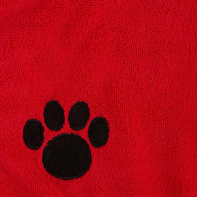 Bone Dry Pet Robe Collection Embroidered Absorbent Microfiber Bath Robe with Adjustable Closure