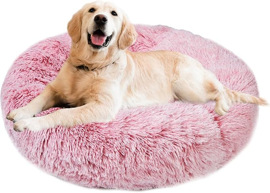 Aurako Cat Bed Dog Bed Round Cushion Pet 28" Pink