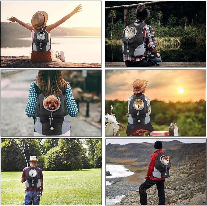 Dog Backpack, Puppy Backpack, Pet Carrier Backpack Small Dog Backpack Carrier Pet Travel Carrier Dog Front Carrier with Breathable Head Out Design and Padded Shoulder for Hiking Outdoor Travel(M)