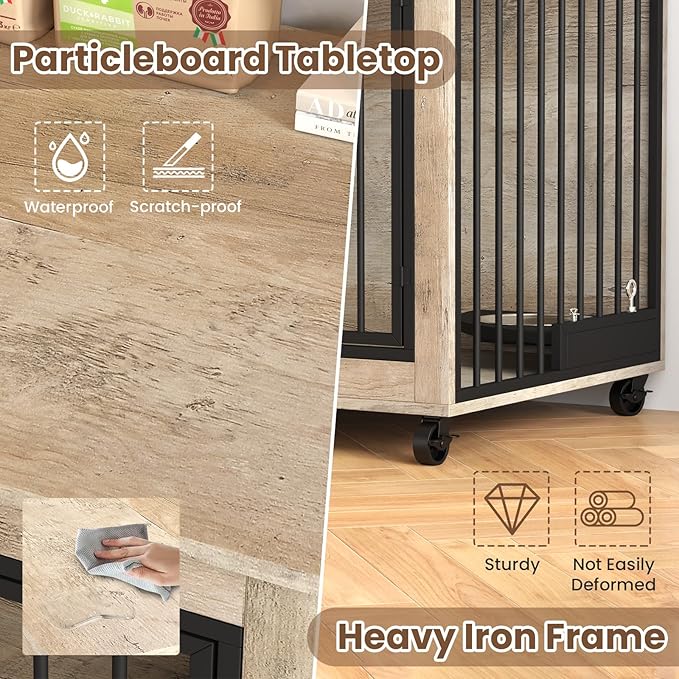 Rovibek Dog Crates for Large Medium Dogs 38.6", Large 3 Doors,