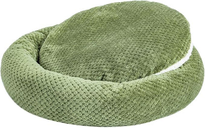 WONDER MIRACLE Fuzzy Deluxe Pet Beds, Super Plush Dog or Cat Beds Ideal for Dog Crates, Machine Wash & Dryer Friendly (24" x 24", Olive Green)