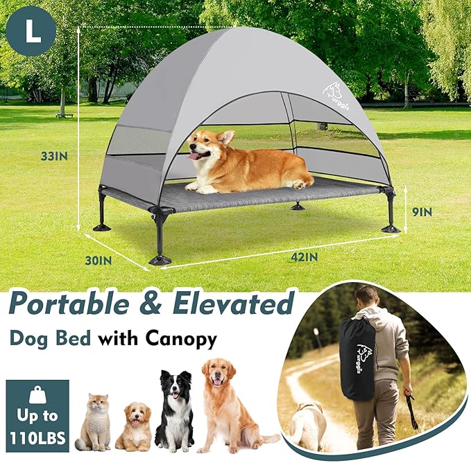 Upgraded Elevated Dog Bed with Canopy