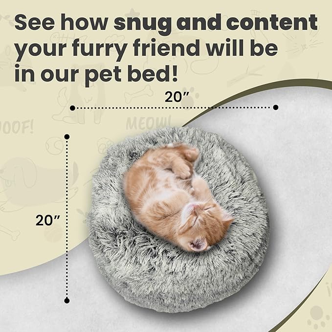 Cat & Dog Cave Bed (20×20inch, Grey)