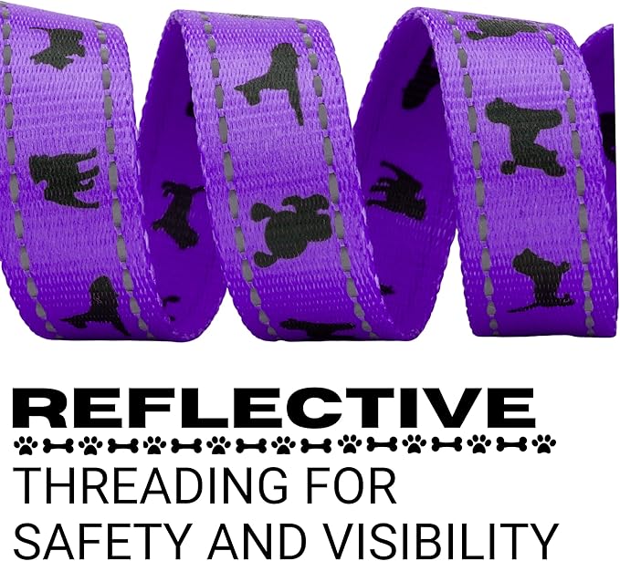 EcoBark Dog Leash - Soft & Reflective Comfort Training Leashes with Padded Handle - Strong Durable Heavy Duty - Training and Pulling for Small, Medium or Large Dogs (Purple)