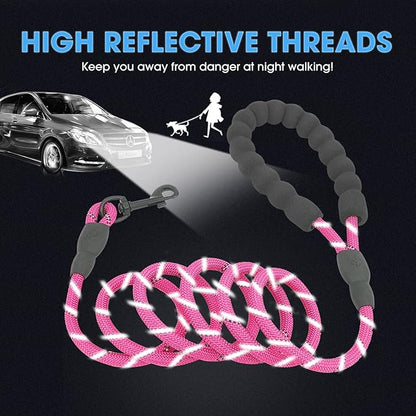 BAAPET 2/4/5/6 FT Dog Leash with Comfortable Padded Handle and Highly Reflective Threads for Small Medium and Large Dogs (5FT-1/3''