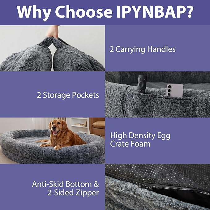 Human Dog Bed for Adult 71" x 46" x 9"