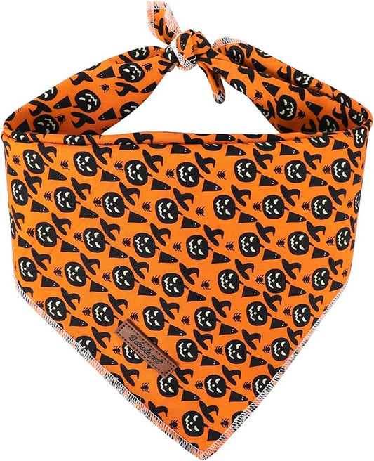 Halloween Dog Bandanas Boy Girl Orange Black Scary