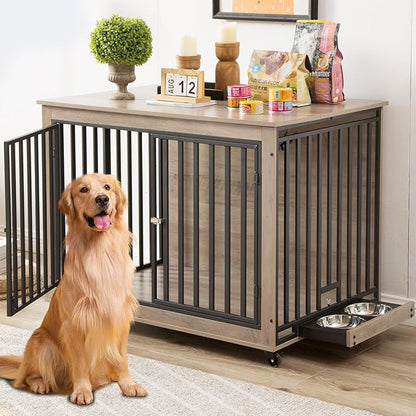 Rovibek Large Dog Crate 44 Inch, 2 Removable