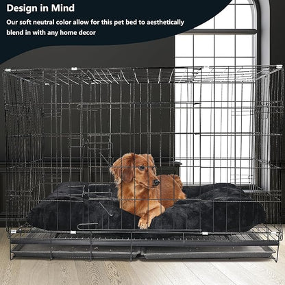 30 inch Dog Crate Bed Washable for Medium Size Dogs Extra Soft 30 x 19 Dog Crate Bed for Kennel or Cage with Anti-Slip Bottom Puppy Sleeping Mat Ease Pet Anxiety & Provides The Perfect Sleep,Black