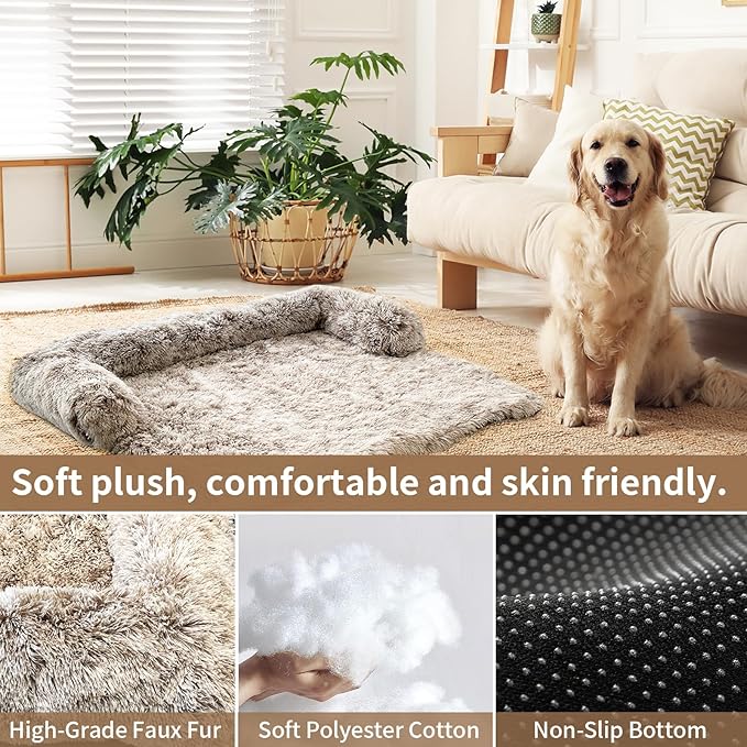 Calming Dog Couch Bed for Large Dogs 35.4 x 35.4 x 7.9 Inches