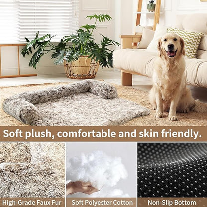 Calming Dog Couch Bed for Large Dogs 35.4 x 35.4 x 7.9 Inches