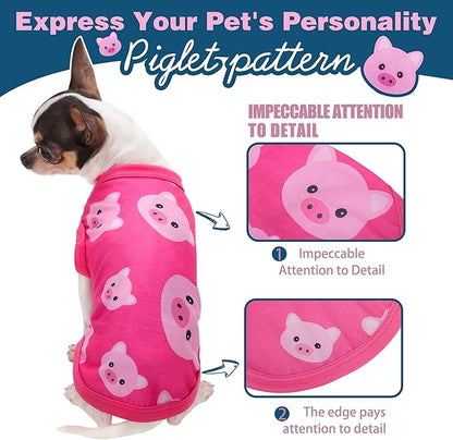 Adorable Pink Pig Dog Shirt: Lightweight Polyester Cartoon Puppy Vest, Small Medium & Large Dog T-Shirt, Summer Pet Clothes, Cute Dog Apparel, Breathable Dog Tank Top XL