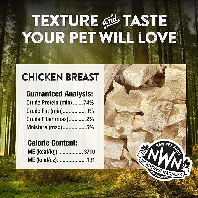 Northwest Naturals Raw Rewards Freeze-Dried Chicken Breast Treats for Dogs and Cats - Bite-Sized Pieces - Healthy, 1 Ingredient, Human Grade Pet Food, All Natural - 10 Oz (Packaging May Vary)