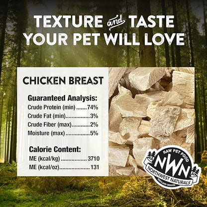 Northwest Naturals Raw Rewards Freeze-Dried Chicken Breast Treats for Dogs and Cats - Bite-Sized Pieces - Healthy, 1 Ingredient, Human Grade Pet Food, All Natural - 10 Oz (Packaging May Vary)