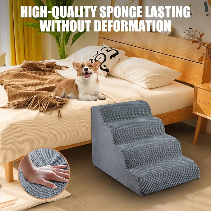 Chic Threads Dog Stairs for High Beds 4-Step Dog