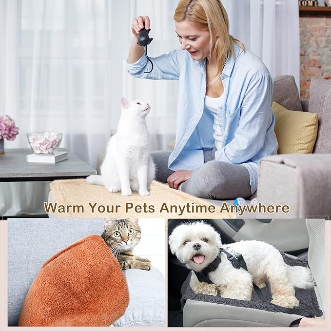 Newwiee 6 Pcs Blankets for Dogs Washable,Soft Warm Fluffy Fleece Pet Blanket,cat Calming Blankets,Flannel Throw for Small Medium Pet, Gray/Beige/Khaki(24 x 18 Inch)