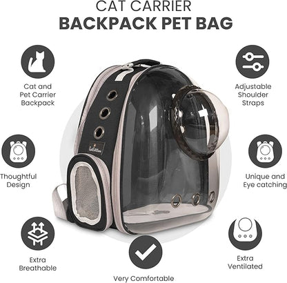 LaLuz2021 Cat Backpack Bubble Dog Carrier Pet Bag - Expandable Tent Double Bubble Capsule Backpacks - Plush Mat and Built-in Leash Clip Cat Carrier Dog Backpack Carrier