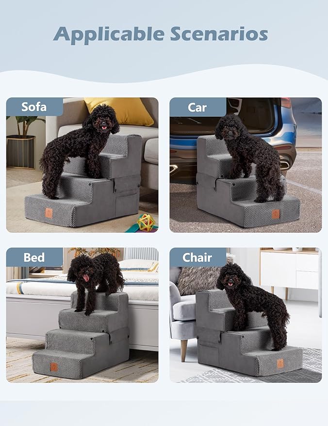 Dog Stairs for High Beds and Couch 4 Step 18" H